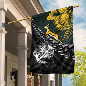 New Zealand vs South Africa Rugby Garden Flag Maori Kiwi With Springboks