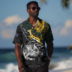 New Zealand vs South Africa Rugby Personalised Hawaiian Shirt Maori Kiwi With Springboks