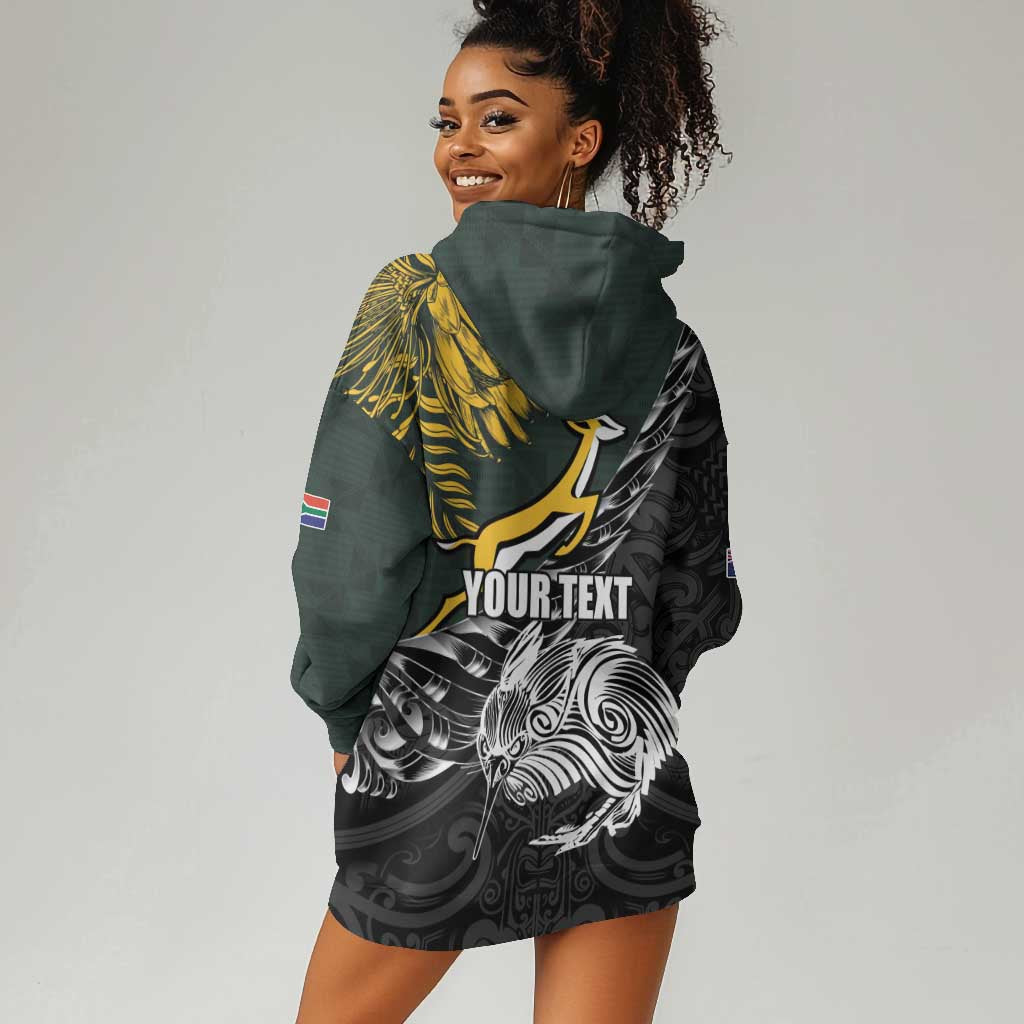 New Zealand vs South Africa Rugby Personalised Hoodie Dress Maori Kiwi With Springboks