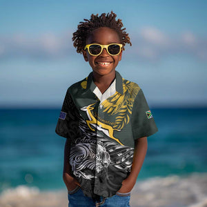 New Zealand vs South Africa Rugby Personalised Kid Hawaiian Shirt Maori Kiwi With Springboks