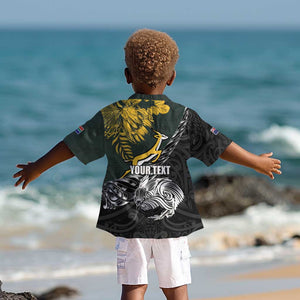 New Zealand vs South Africa Rugby Personalised Kid Hawaiian Shirt Maori Kiwi With Springboks