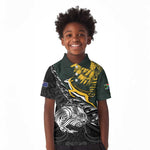 New Zealand vs South Africa Rugby Personalised Kid Polo Shirt Maori Kiwi With Springboks