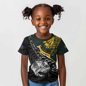 New Zealand vs South Africa Rugby Personalised Kid T shirt Maori Kiwi With Springboks