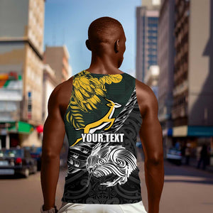 New Zealand vs South Africa Rugby Personalised Men Tank Top Maori Kiwi With Springboks