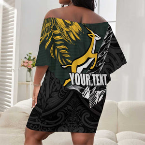 New Zealand vs South Africa Rugby Personalised Off Shoulder Short Dress Maori Kiwi With Springboks