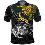 New Zealand vs South Africa Rugby Personalised Polo Shirt Maori Kiwi With Springboks