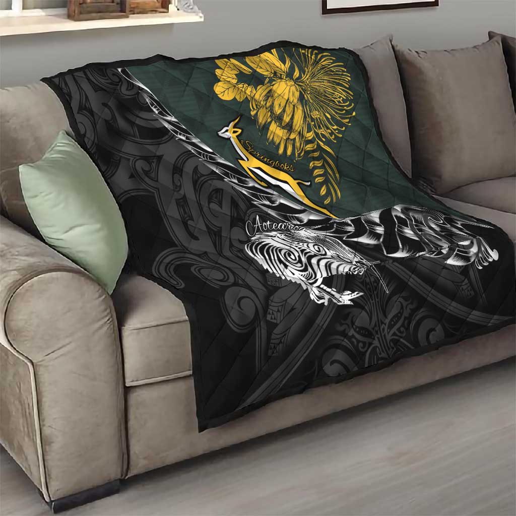 New Zealand vs South Africa Rugby Quilt Maori Kiwi With Springboks