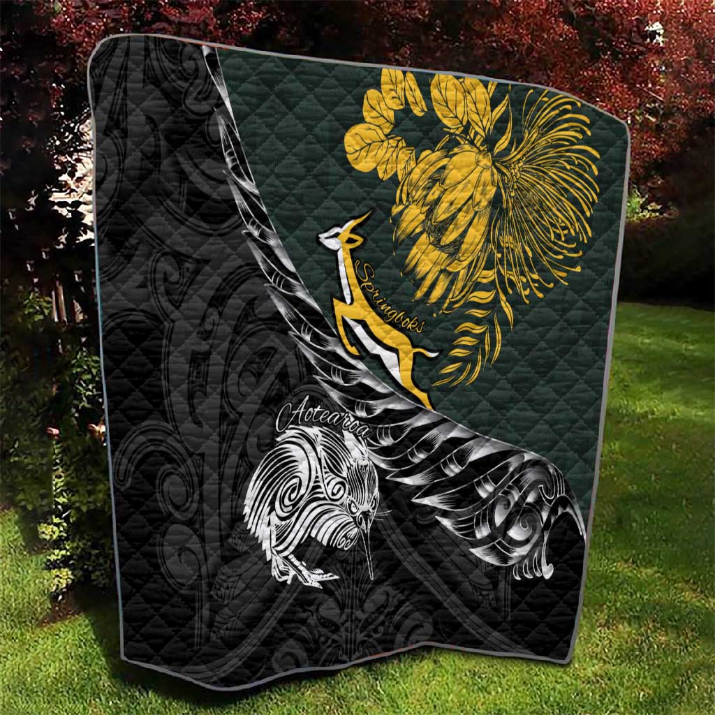 New Zealand vs South Africa Rugby Quilt Maori Kiwi With Springboks