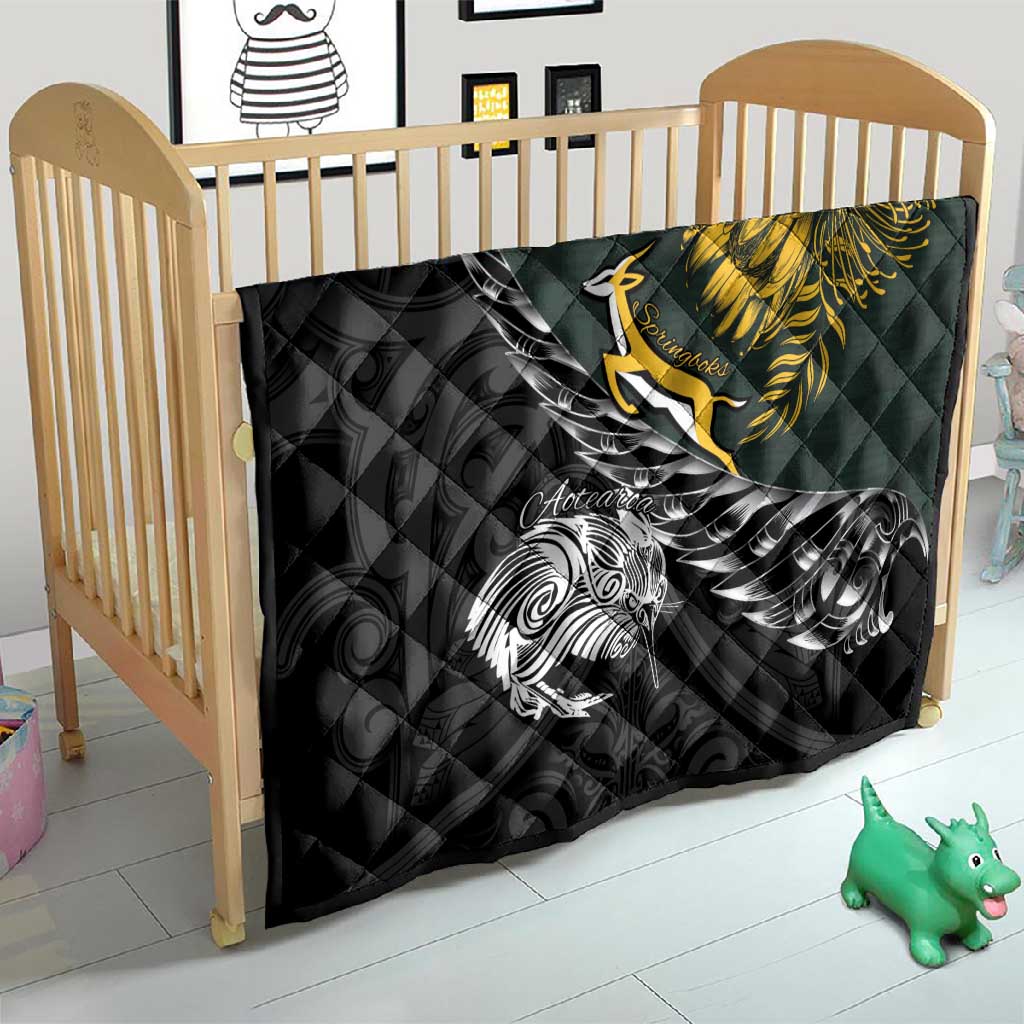 New Zealand vs South Africa Rugby Quilt Maori Kiwi With Springboks