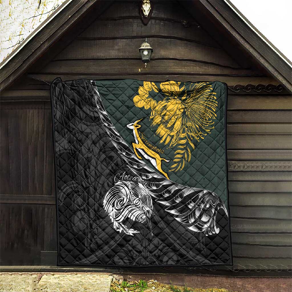 New Zealand vs South Africa Rugby Quilt Maori Kiwi With Springboks