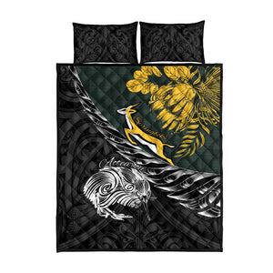 New Zealand vs South Africa Rugby Quilt Bed Set Maori Kiwi With Springboks