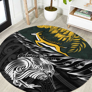 New Zealand vs South Africa Rugby Round Carpet Maori Kiwi With Springboks