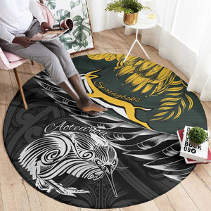 New Zealand vs South Africa Rugby Round Carpet Maori Kiwi With Springboks
