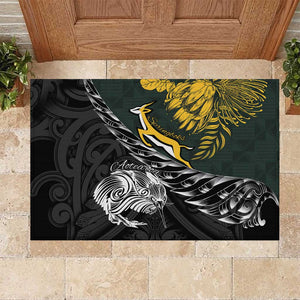 New Zealand vs South Africa Rugby Rubber Doormat Maori Kiwi With Springboks