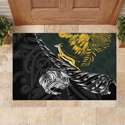 New Zealand vs South Africa Rugby Rubber Doormat Maori Kiwi With Springboks