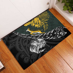New Zealand vs South Africa Rugby Rubber Doormat Maori Kiwi With Springboks