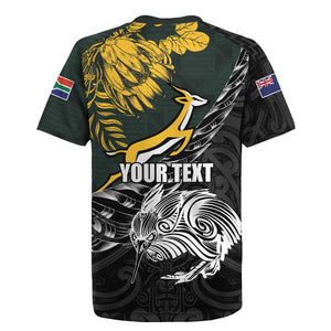New Zealand vs South Africa Rugby Personalised Rugby Jersey Maori Kiwi With Springboks