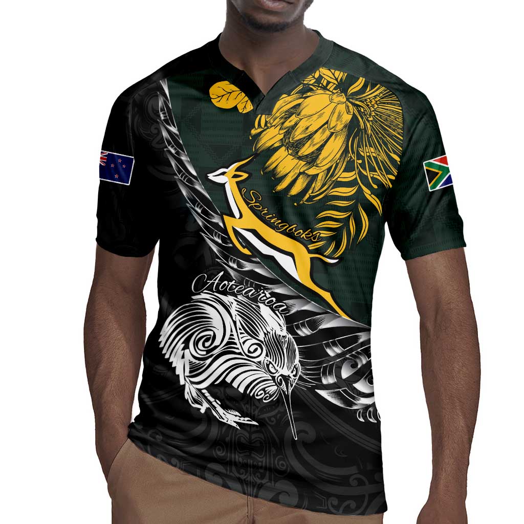 New Zealand vs South Africa Rugby Personalised Rugby Jersey Maori Kiwi With Springboks