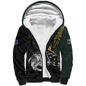 New Zealand vs South Africa Rugby Personalised Sherpa Hoodie Maori Kiwi With Springboks
