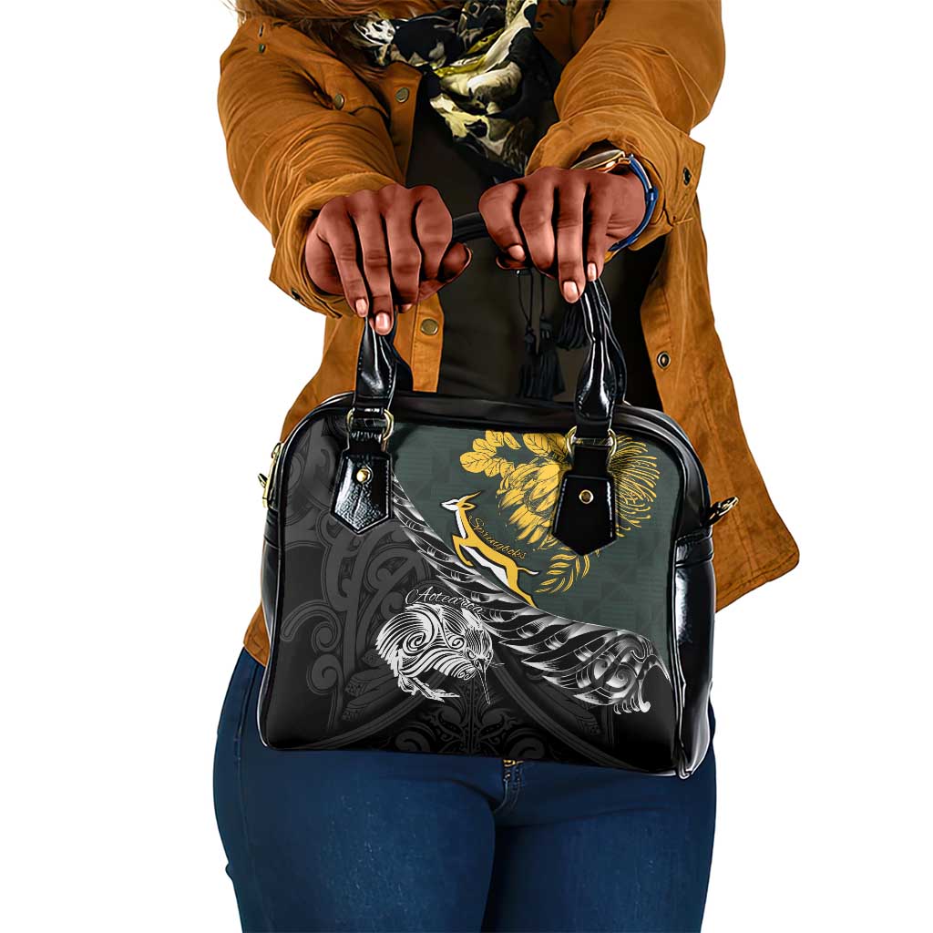 New Zealand vs South Africa Rugby Shoulder Handbag Maori Kiwi With Springboks