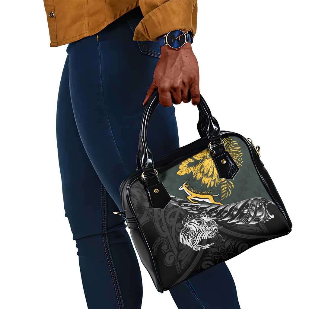 New Zealand vs South Africa Rugby Shoulder Handbag Maori Kiwi With Springboks