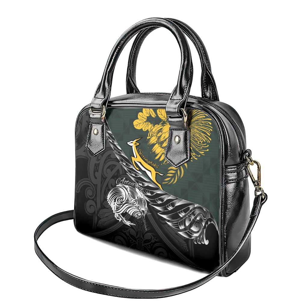 New Zealand vs South Africa Rugby Shoulder Handbag Maori Kiwi With Springboks
