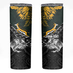 New Zealand vs South Africa Rugby Personalised Skinny Tumbler Maori Kiwi With Springboks