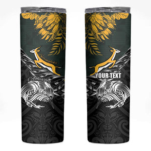 New Zealand vs South Africa Rugby Personalised Skinny Tumbler Maori Kiwi With Springboks