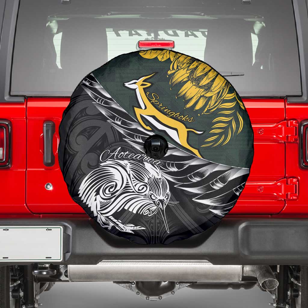 New Zealand vs South Africa Rugby Spare Tire Cover Maori Kiwi With Springboks