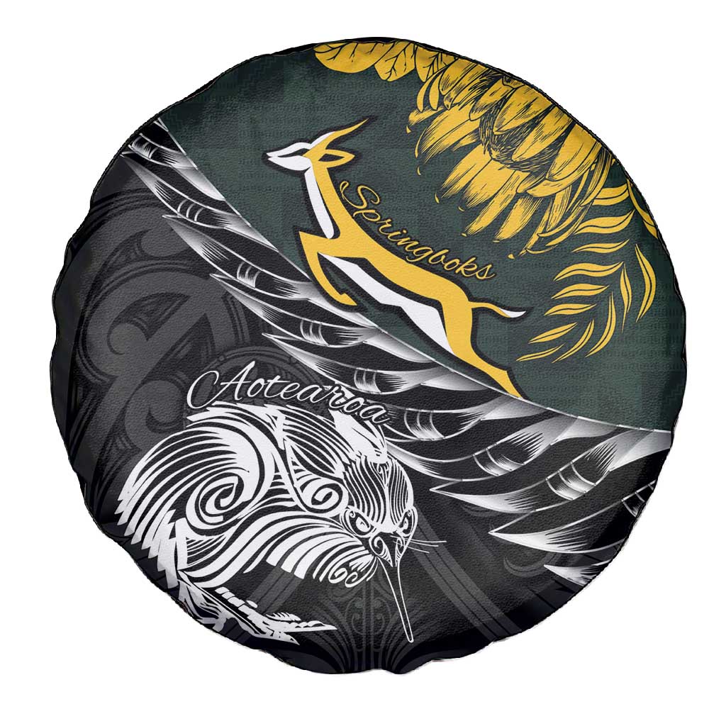 New Zealand vs South Africa Rugby Spare Tire Cover Maori Kiwi With Springboks