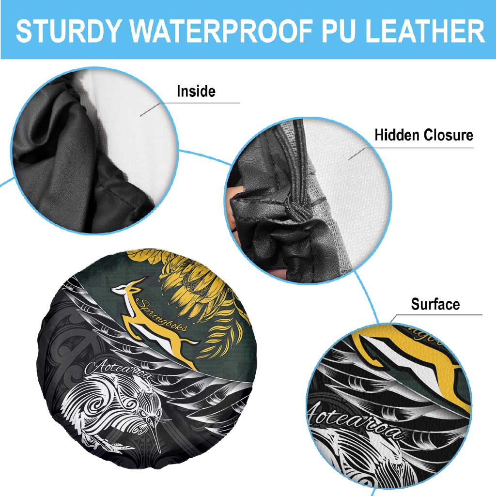 New Zealand vs South Africa Rugby Spare Tire Cover Maori Kiwi With Springboks