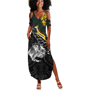 New Zealand vs South Africa Rugby Personalised Summer Maxi Dress Maori Kiwi With Springboks