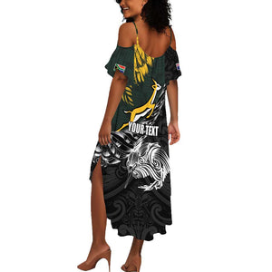 New Zealand vs South Africa Rugby Personalised Summer Maxi Dress Maori Kiwi With Springboks
