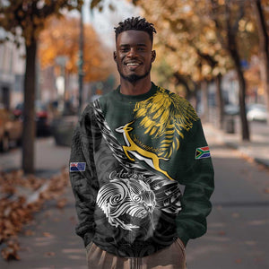 New Zealand vs South Africa Rugby Personalised Sweatshirt Maori Kiwi With Springboks