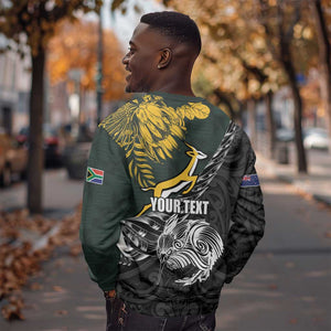 New Zealand vs South Africa Rugby Personalised Sweatshirt Maori Kiwi With Springboks