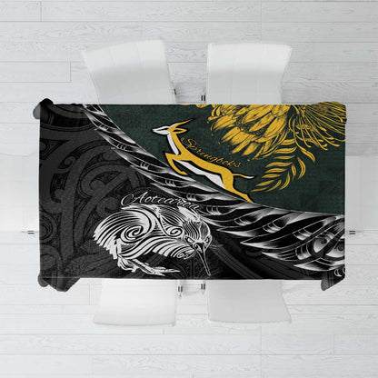 New Zealand vs South Africa Rugby Tablecloth Maori Kiwi With Springboks