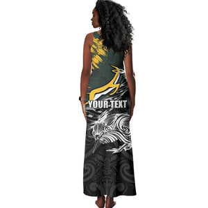 New Zealand vs South Africa Rugby Personalised Tank Maxi Dress Maori Kiwi With Springboks