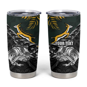 New Zealand vs South Africa Rugby Personalised Tumbler Cup Maori Kiwi With Springboks