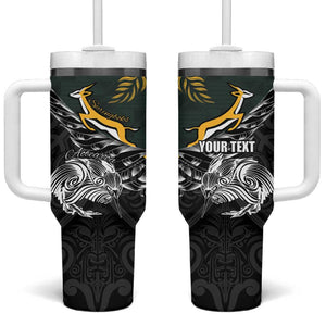 New Zealand vs South Africa Rugby Personalised Tumbler With Handle Maori Kiwi With Springboks