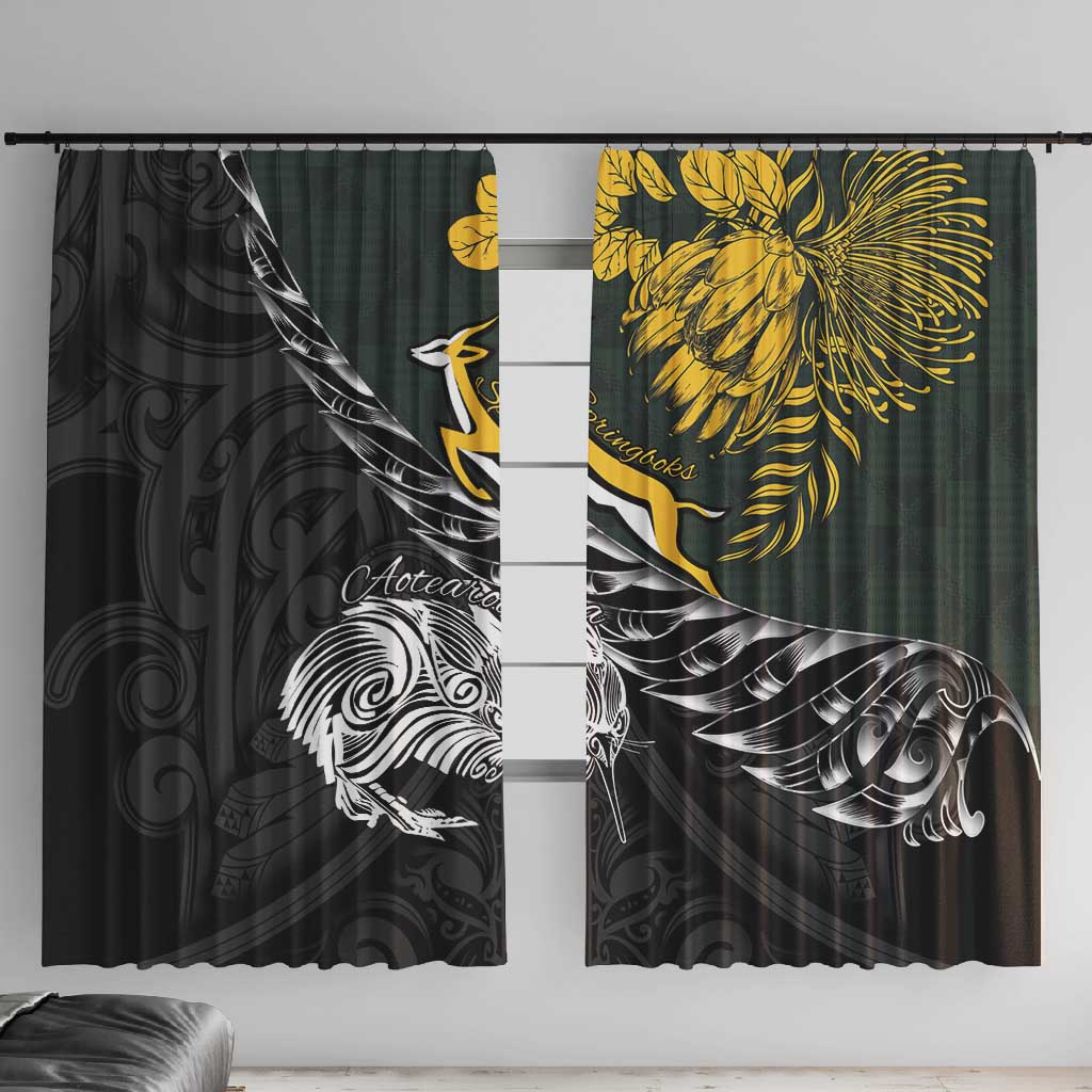 New Zealand vs South Africa Rugby Window Curtain Maori Kiwi With Springboks