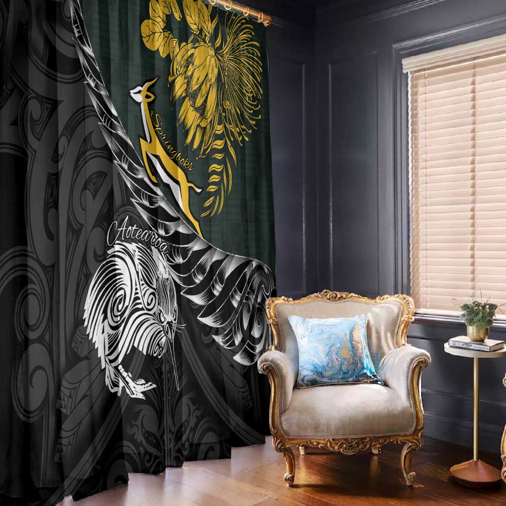 New Zealand vs South Africa Rugby Window Curtain Maori Kiwi With Springboks