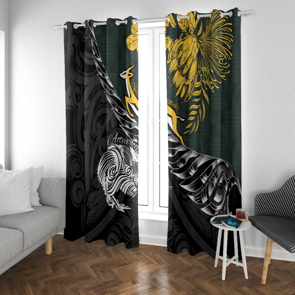 New Zealand vs South Africa Rugby Window Curtain Maori Kiwi With Springboks