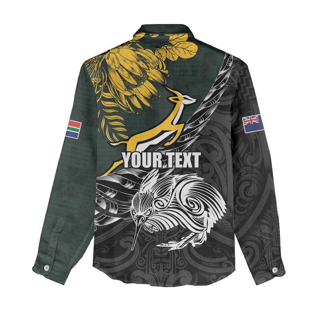 New Zealand vs South Africa Rugby Personalised Women Casual Shirt Maori Kiwi With Springboks