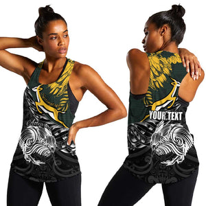 New Zealand vs South Africa Rugby Personalised Women Racerback Tank Maori Kiwi With Springboks