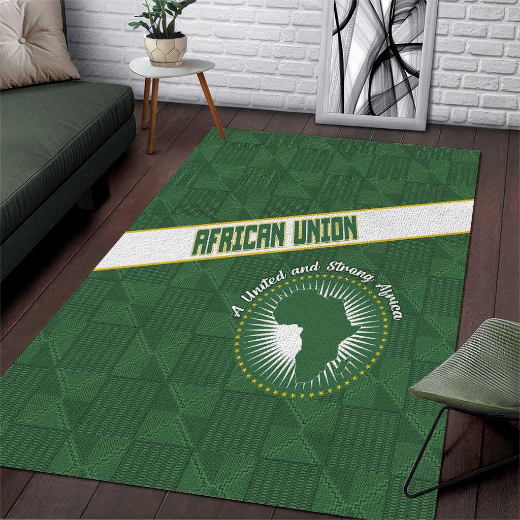 African Union Day Area Rug Emblem With Kente Pattern - African Pride