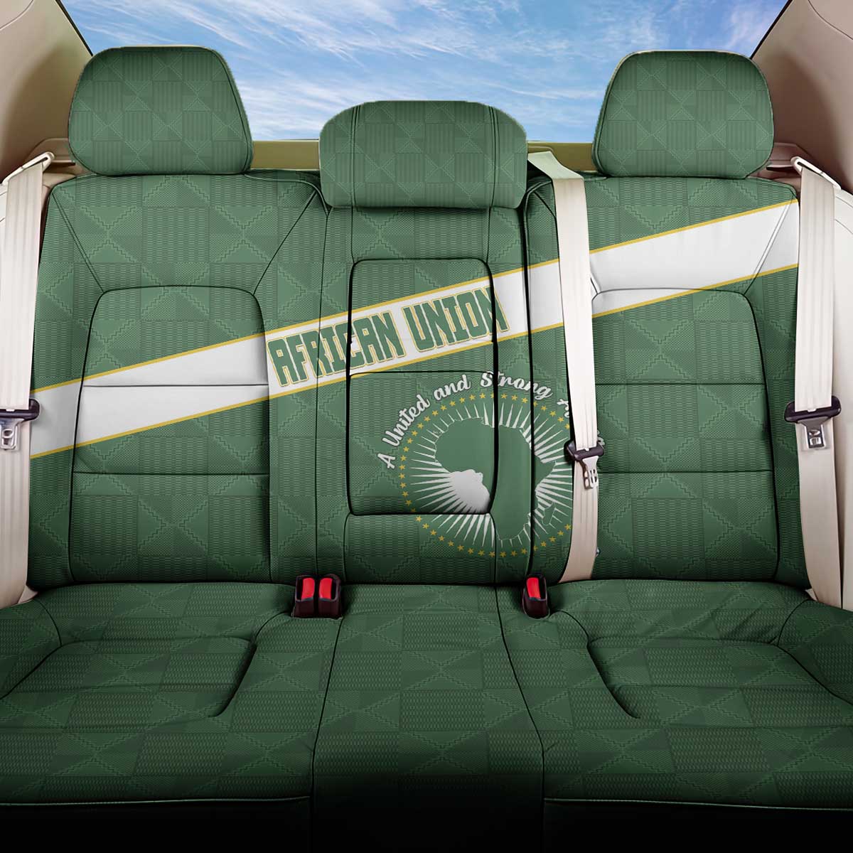 African Union Day Back Car Seat Cover Emblem With Kente Pattern - African Pride