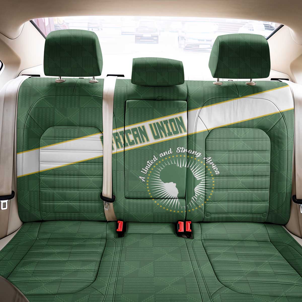 African Union Day Back Car Seat Cover Emblem With Kente Pattern - African Pride