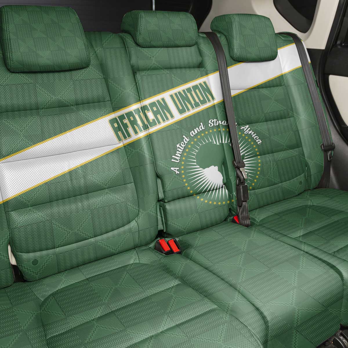 African Union Day Back Car Seat Cover Emblem With Kente Pattern - African Pride