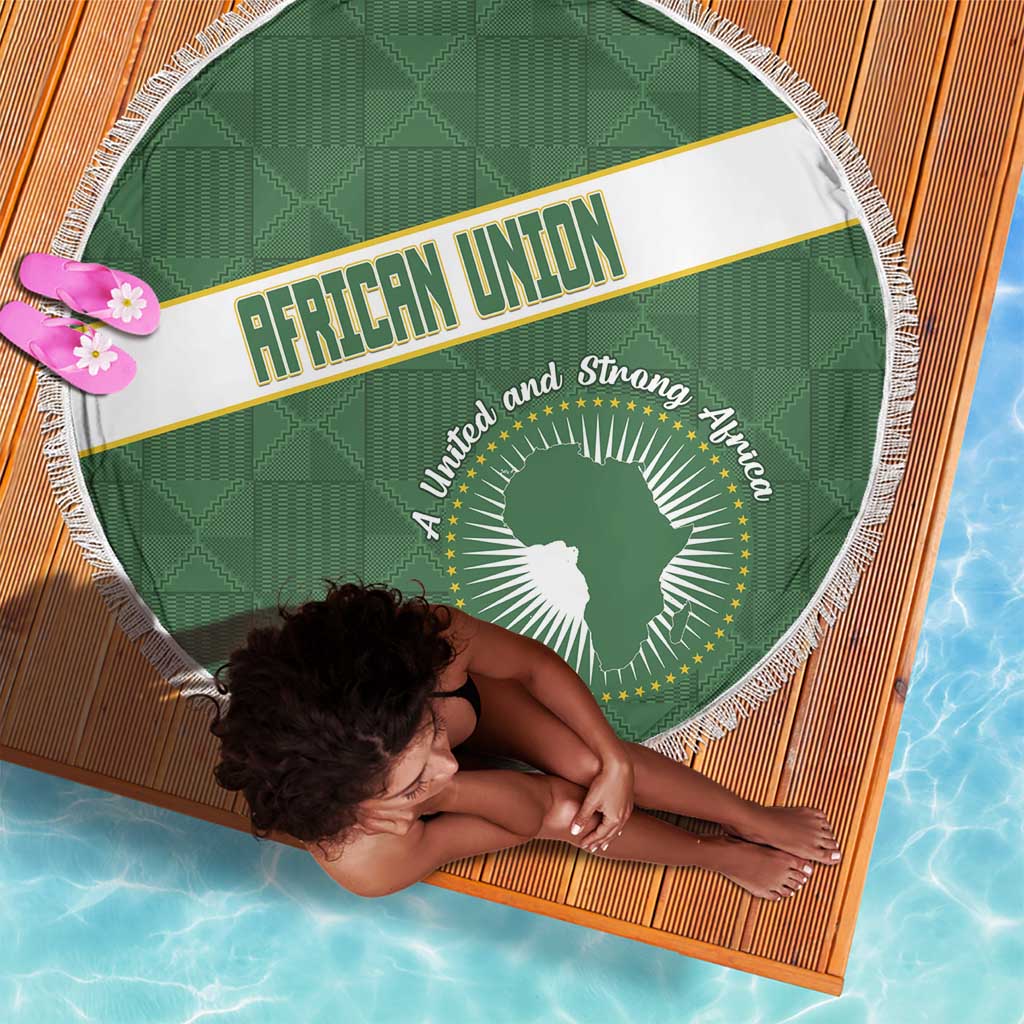 African Union Day Beach Blanket Emblem With Kente Pattern - African Pride