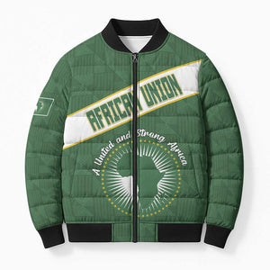 Personalized African Union Day Bomber Puffer Jacket Emblem With Kente Pattern